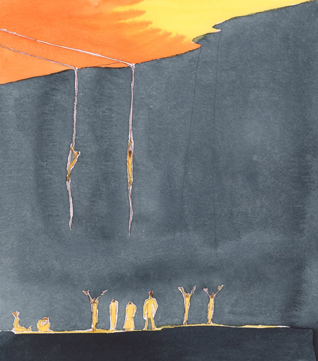 Die Klippenwand repräsentiert die scheinbare Trennung von Gott, die von denen erlebt wird, die im Fegefeuer gereinigt werden, um sie auf die Vollkommenheit des Himmels vorzubereiten, 2005 von Elizabeth Wang