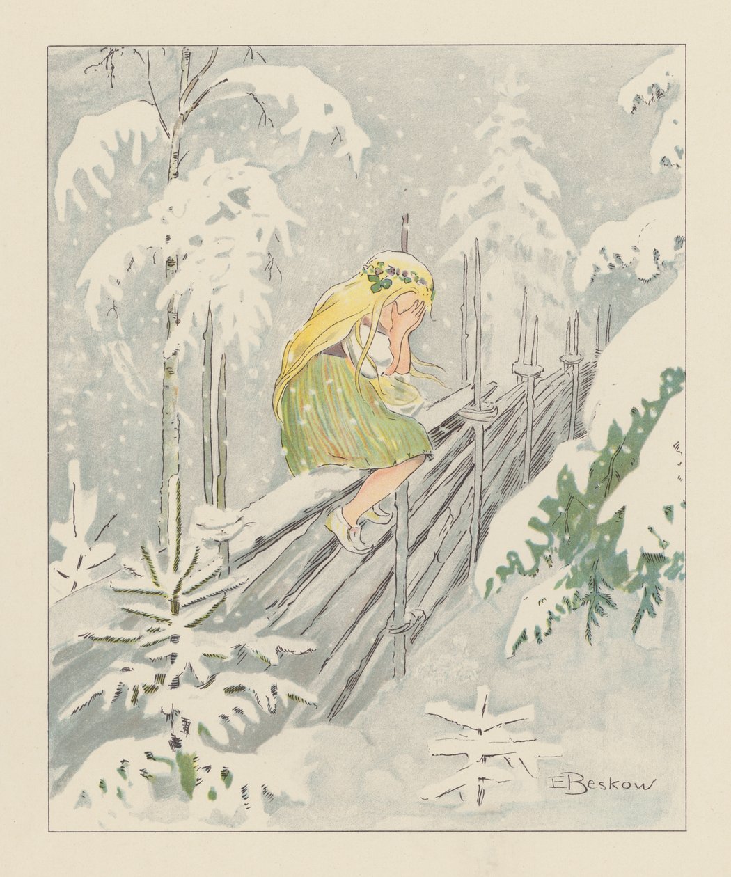 Illustration für Blondchen in Blüten von Elsa Beskow
