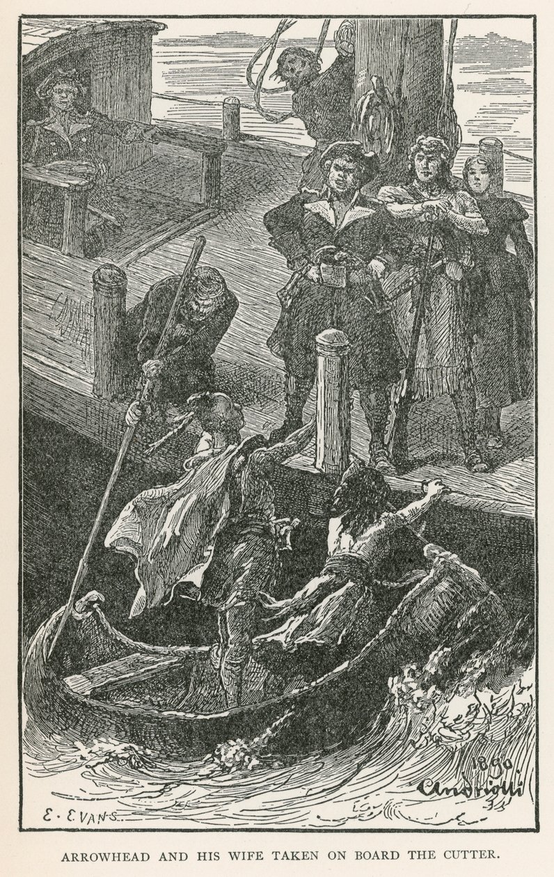 Arrowhead und seine Frau an Bord des Kutters (Gravur) von Elviro Michael Andriolli