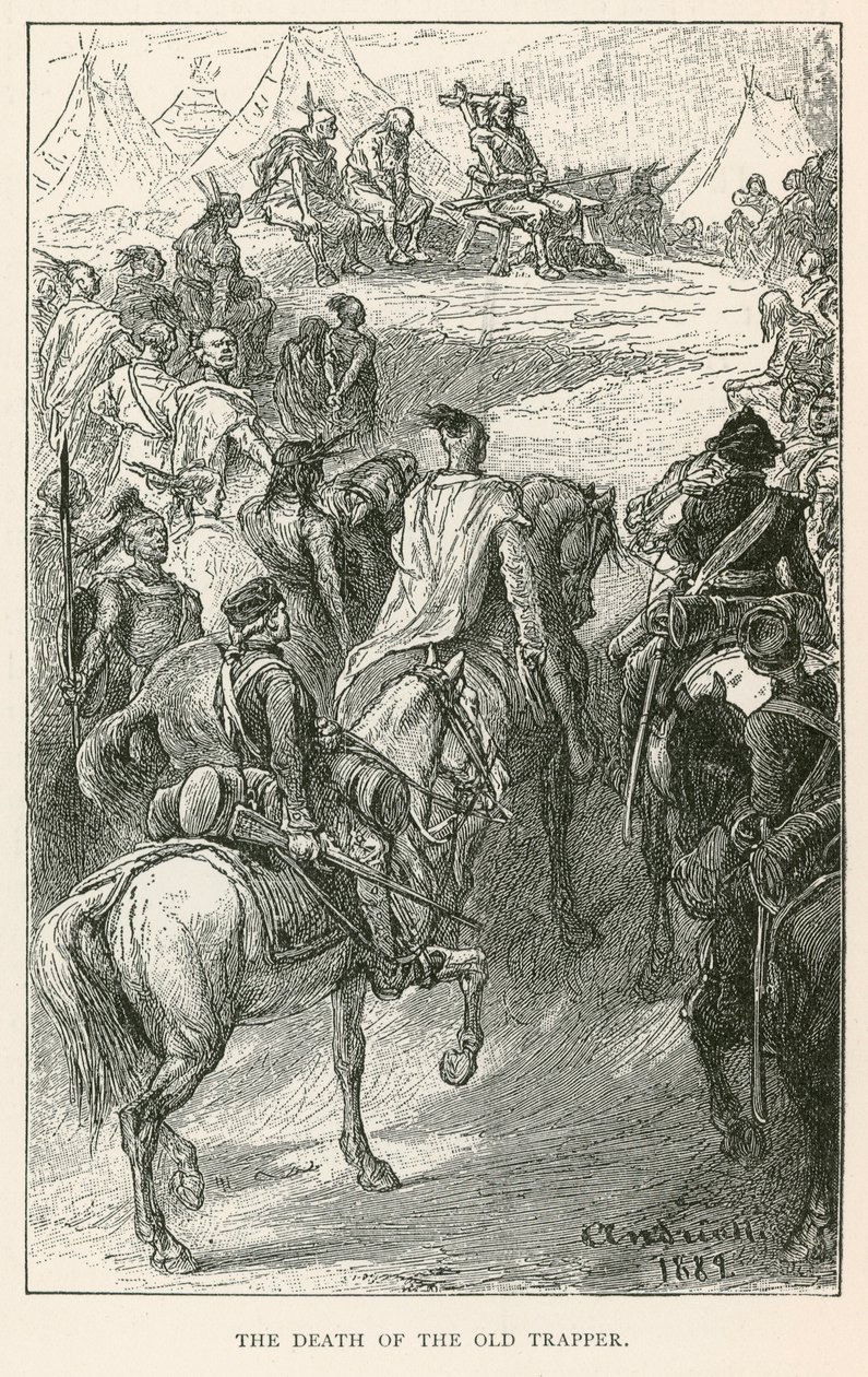 Der Tod des alten Trappers (Gravur) von Elviro Michael Andriolli