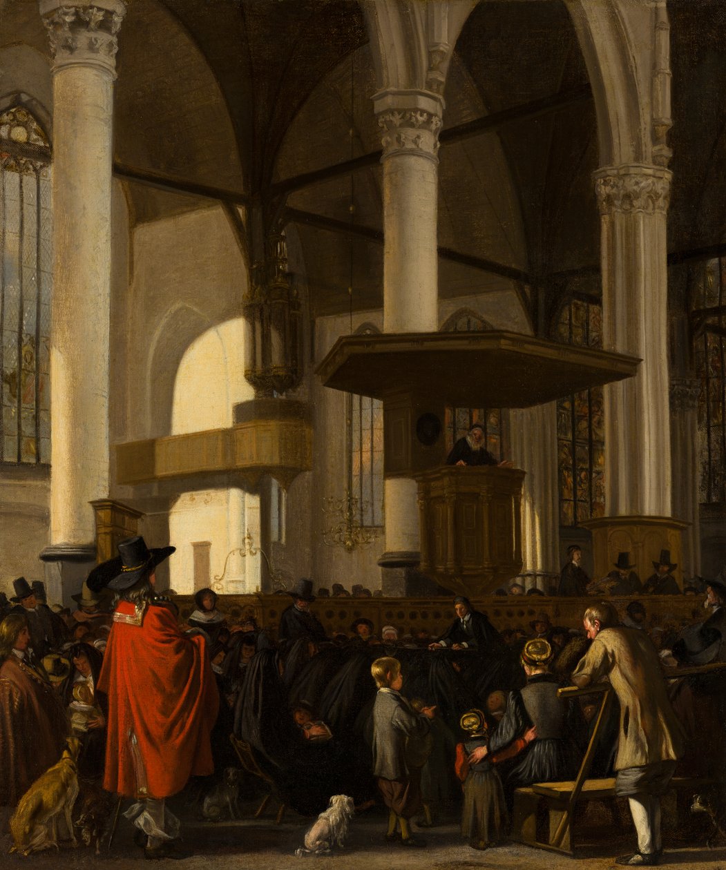 Die Oude Kerk in Amsterdam während eines Gottesdienstes von Emanuel de Witte