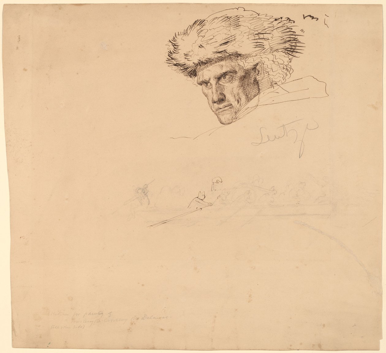 Studien für "Washington überquert den Delaware" (Vorderseite) von Emanuel Gottlieb Leutze