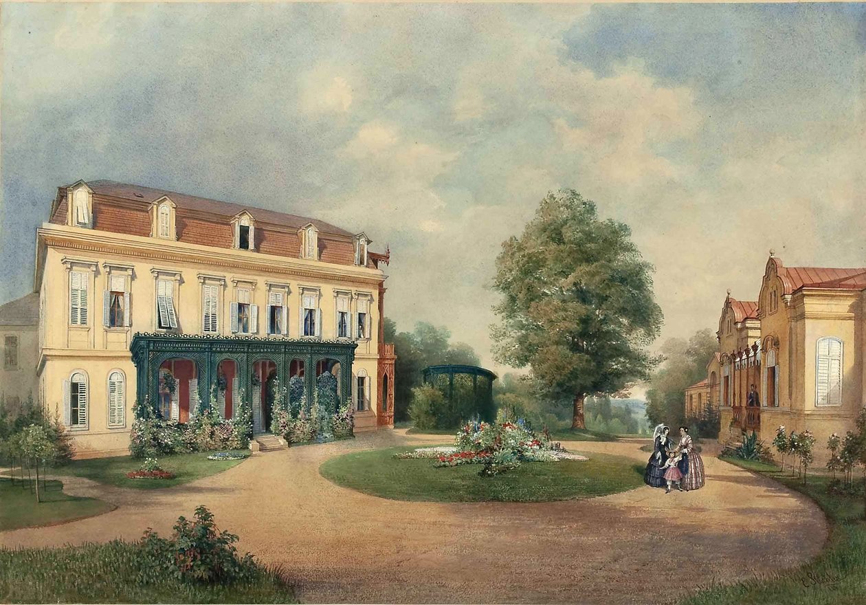 Emanuel Stöckler Landhaus der Familie Albert Hardt in Hadersdorf bei Wien 1854 von Emanuel Stöckler
