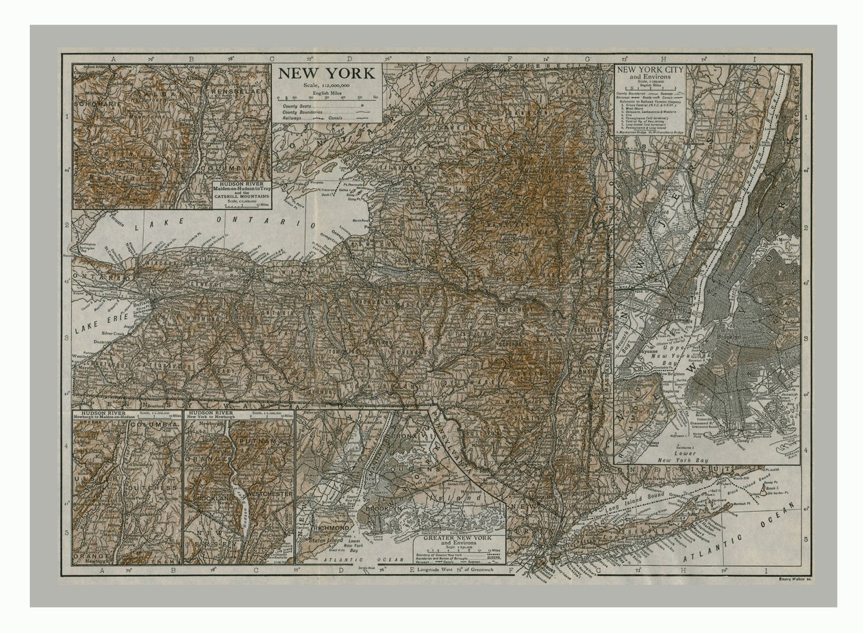 Karte von New York, ca. 1900 von Emery Walker