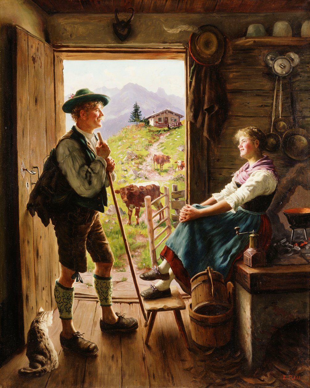 Tiroler Paar von Emil Karl Rau: hochwertiger Kunstdruck