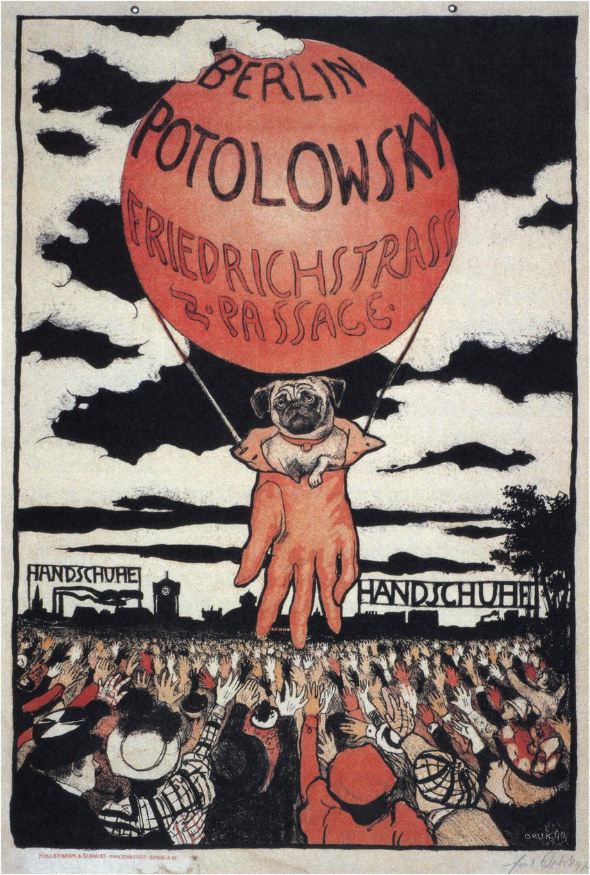 Plakat für den Potolowsky Handschuhhersteller von Emil Orlik