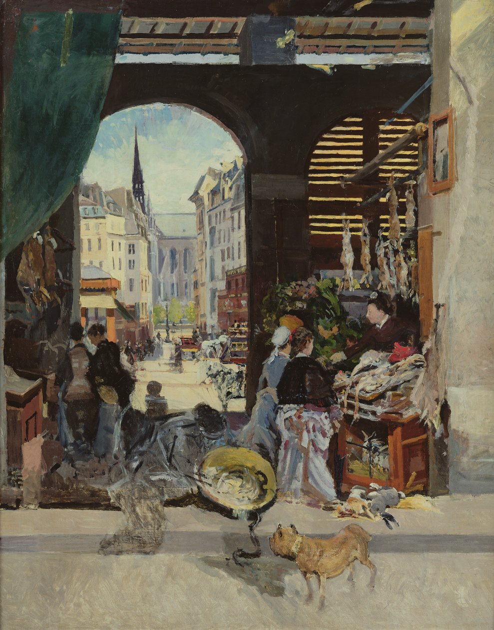 Der Carmes-Markt, Rue Maubert von Emile Antoine Guillier