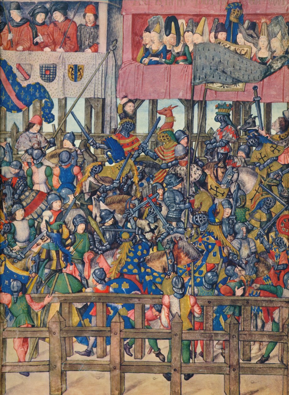Ende des Turniers in Brügge, 11. März 1392, ca. 15. Jahrhundert, 1937 von Emile Aurele van Moe