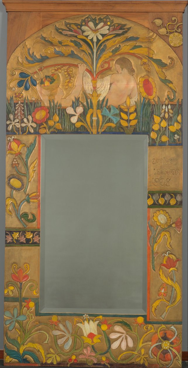 Spiegelrahmen dekoriert mit Pflanzen, Blumen und zwei Frauenfiguren von Emile Bernard