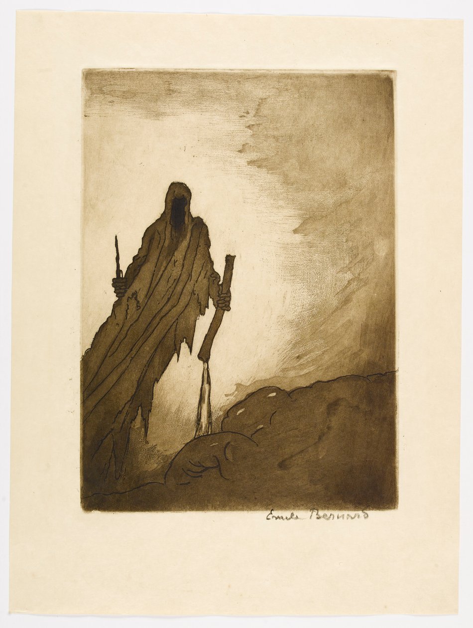 Nr. 11 – „Der Schleier, der sich öffnete, ließ in zwei Händen sehen / Einen Stock, einen Stein, der von den Wegen gerissen wurde, / Dann einen langen Nagel, der einem Türschloss ähnelte.“ von Emile Bernard
