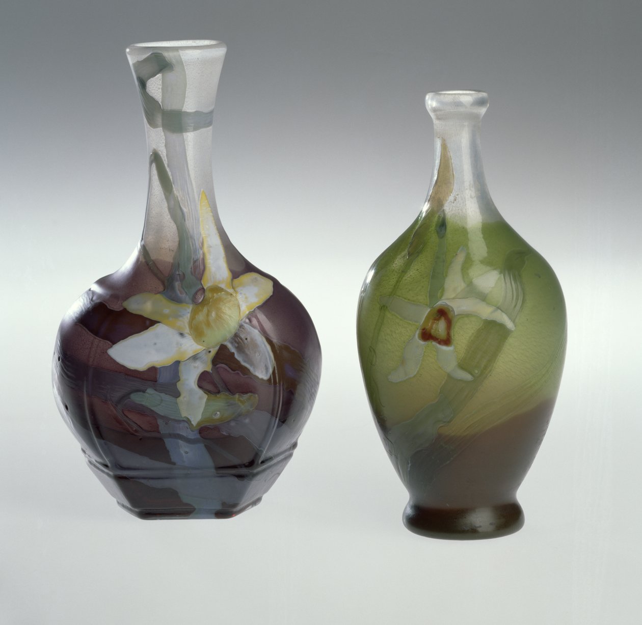Marqueterie sur verre und gravierte Vase, ca. 1900 von Emile Galle