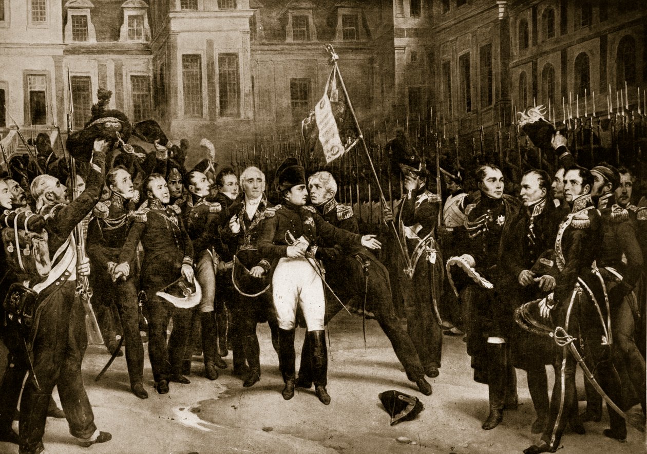 Napoleons Abschied von seinen Generälen in Fontainebleau, 1814, Illustration aus 