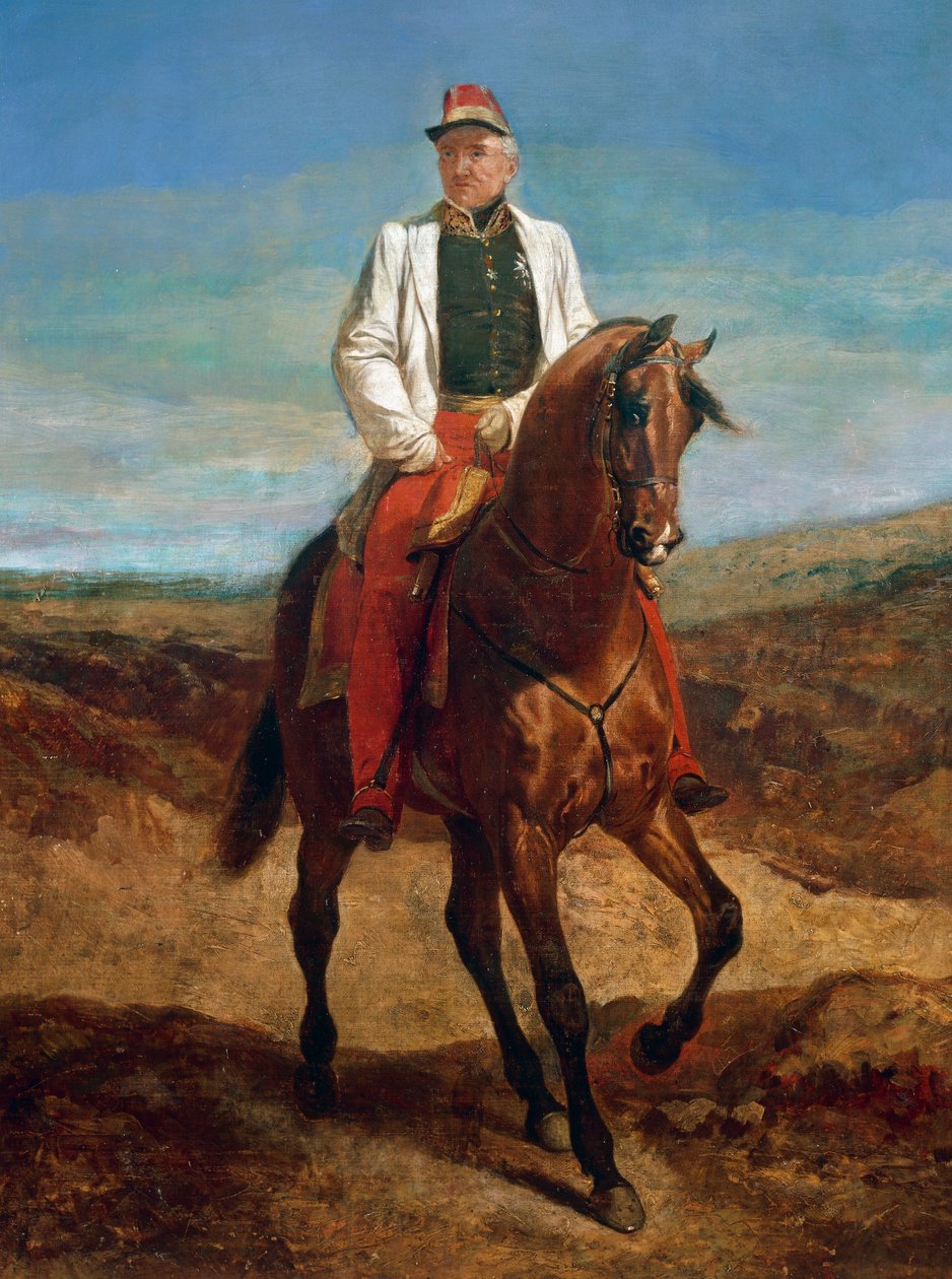 Reiterporträt von Thomas Robert Bugeaud de la Piconnerie (1784-1849), Herzog von Isly 1844, Marschall von Frankreich 1843, Generalgouverneur von Algerien von Emile Jean Horace Vernet