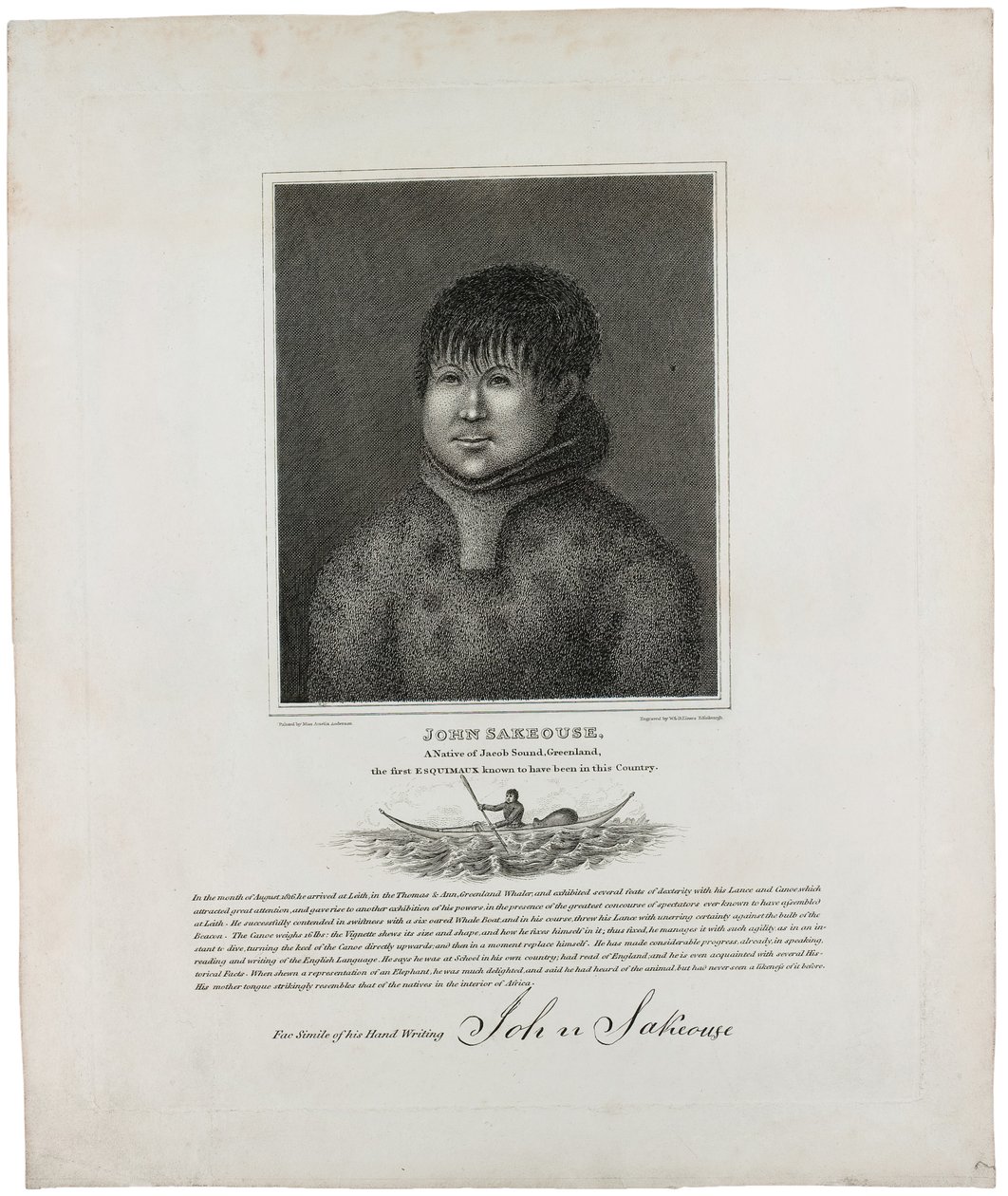 John Sakeouse, ein Eingeborener von Jacob Sound, Grönland, der erste ...