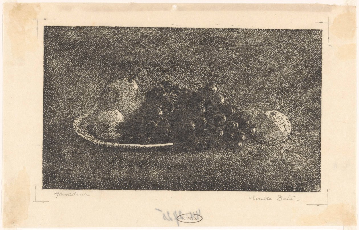 Schale mit Trauben und anderem Obst von Emilius Wilhelmus Dehé (signed by artist)