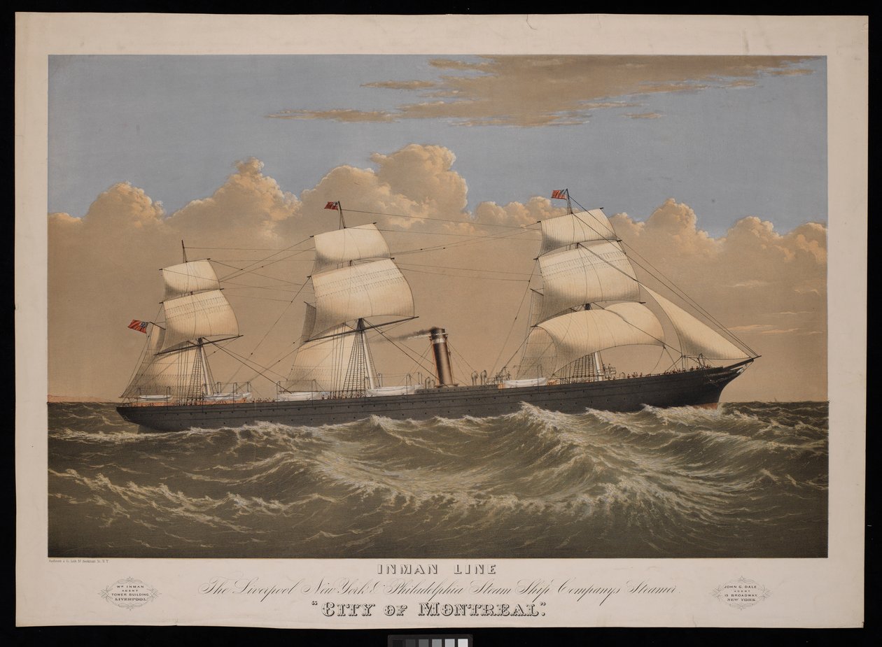 Inman Line, Das Dampfschiff City of Montreal der Liverpool, New York & Philadelphia Steam Ship Company von Endicott Endicott