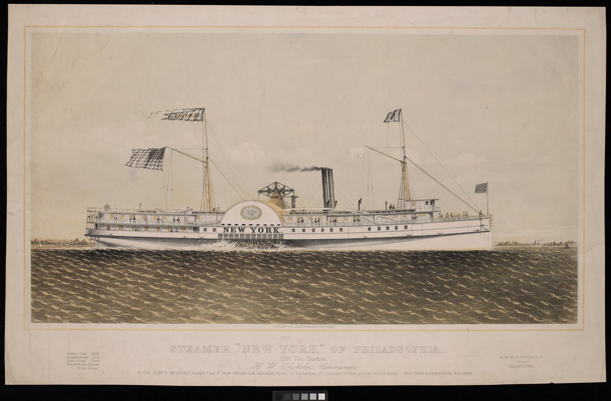 Dampfer New York von Philadelphia... H W Chisholm, Kommandant... von Endicott Endicott