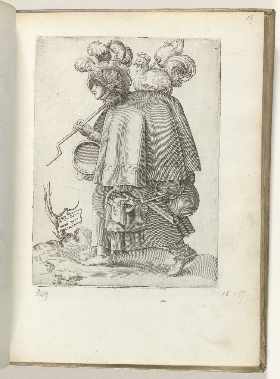 Deutsche Soldatenfrau, gekleidet nach der Mode um 1550 (Diversarum gentium nostrae aetatis habitus) von Enea Vico