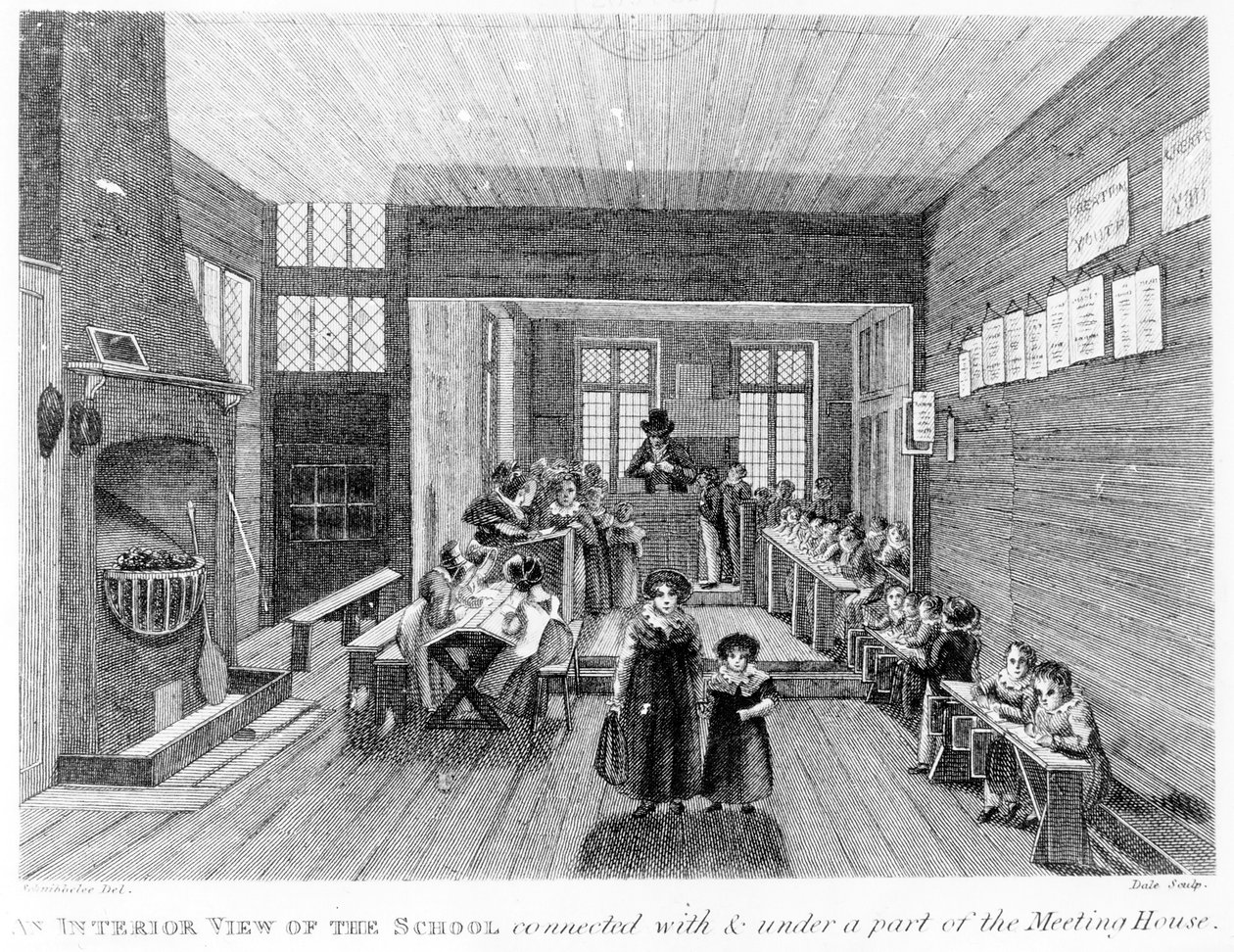 Innenansicht der Schule, veröffentlicht von R. Wilkinson, 125 Fenchurch St., London, 1822 von English School