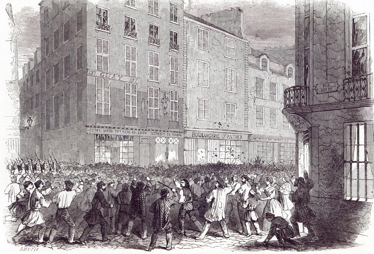 Brotaufstand in der Rue du Faubourg St. Antoine in Paris, aus 
