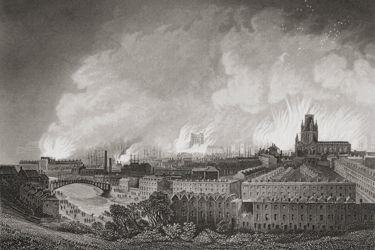 Bristol, England, während der Unruhen 1831, 1883 von English School