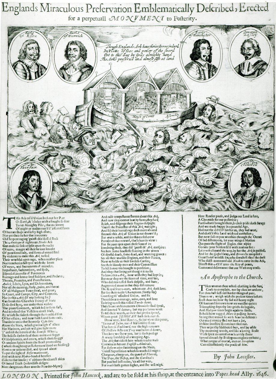 Englands wunderbare Bewahrung emblematisch beschrieben, errichtet als ewiges Denkmal für die Nachwelt, 1646 von English School