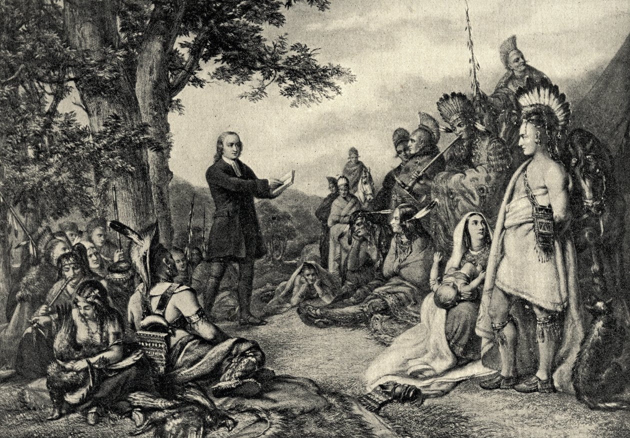 John Wesley predigt den Indianern in Georgia im Jahr 1736 von English School