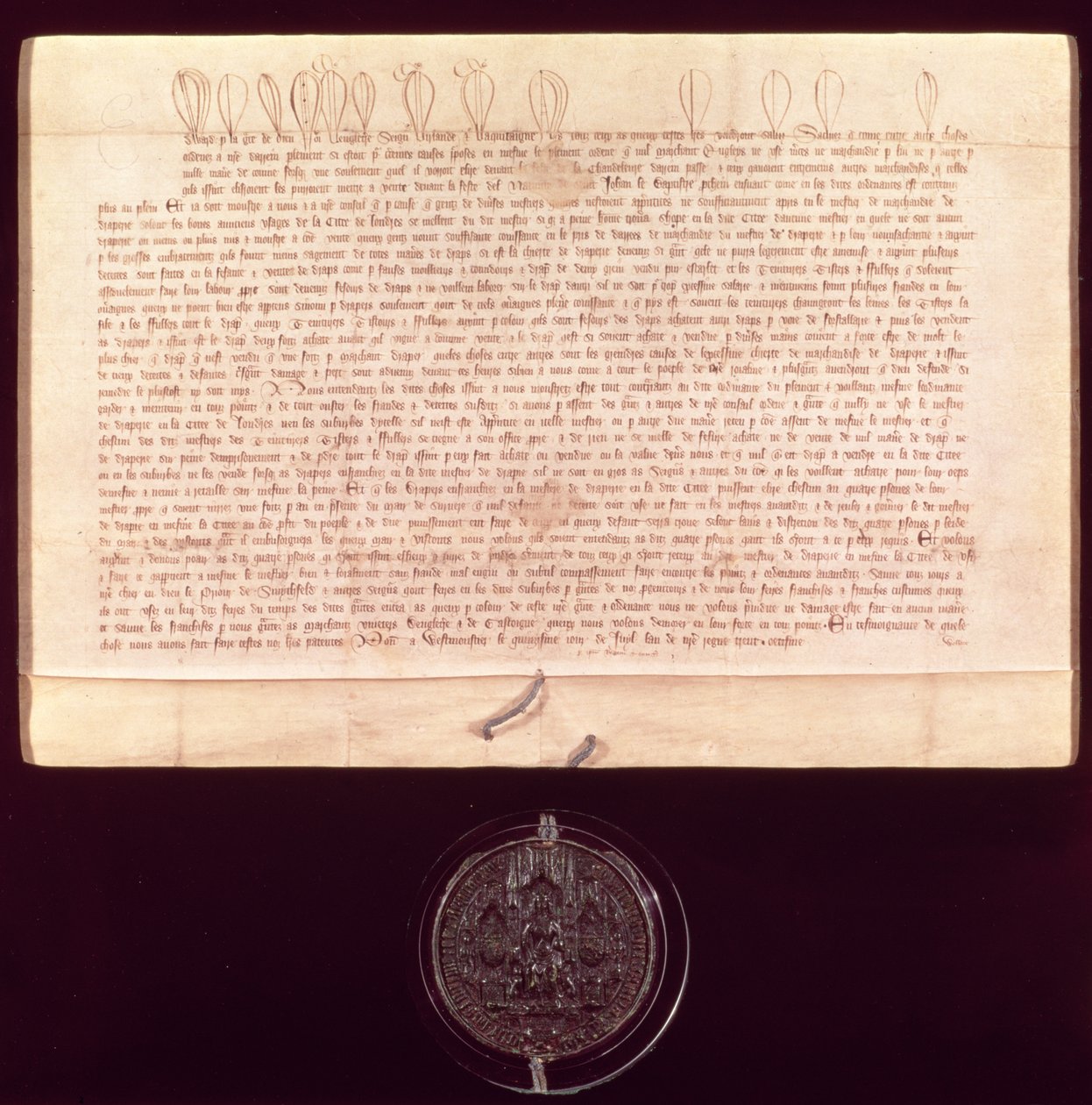 Patentbriefe an die Worshipful Company of Drapers, 1438-9 von English School