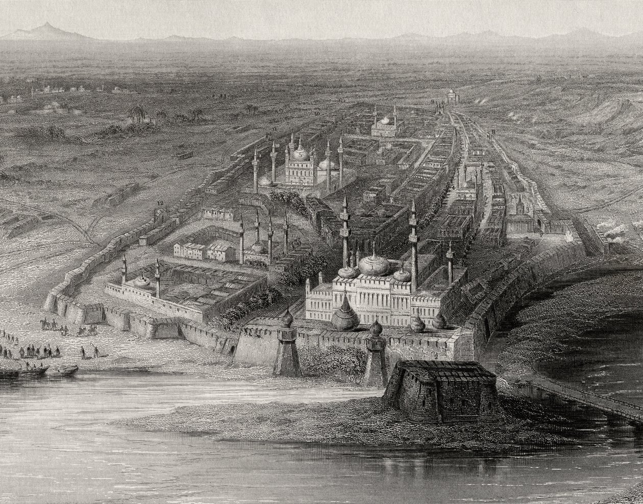 Panoramablick auf Neu- und Alt-Delhi, Indien von English School