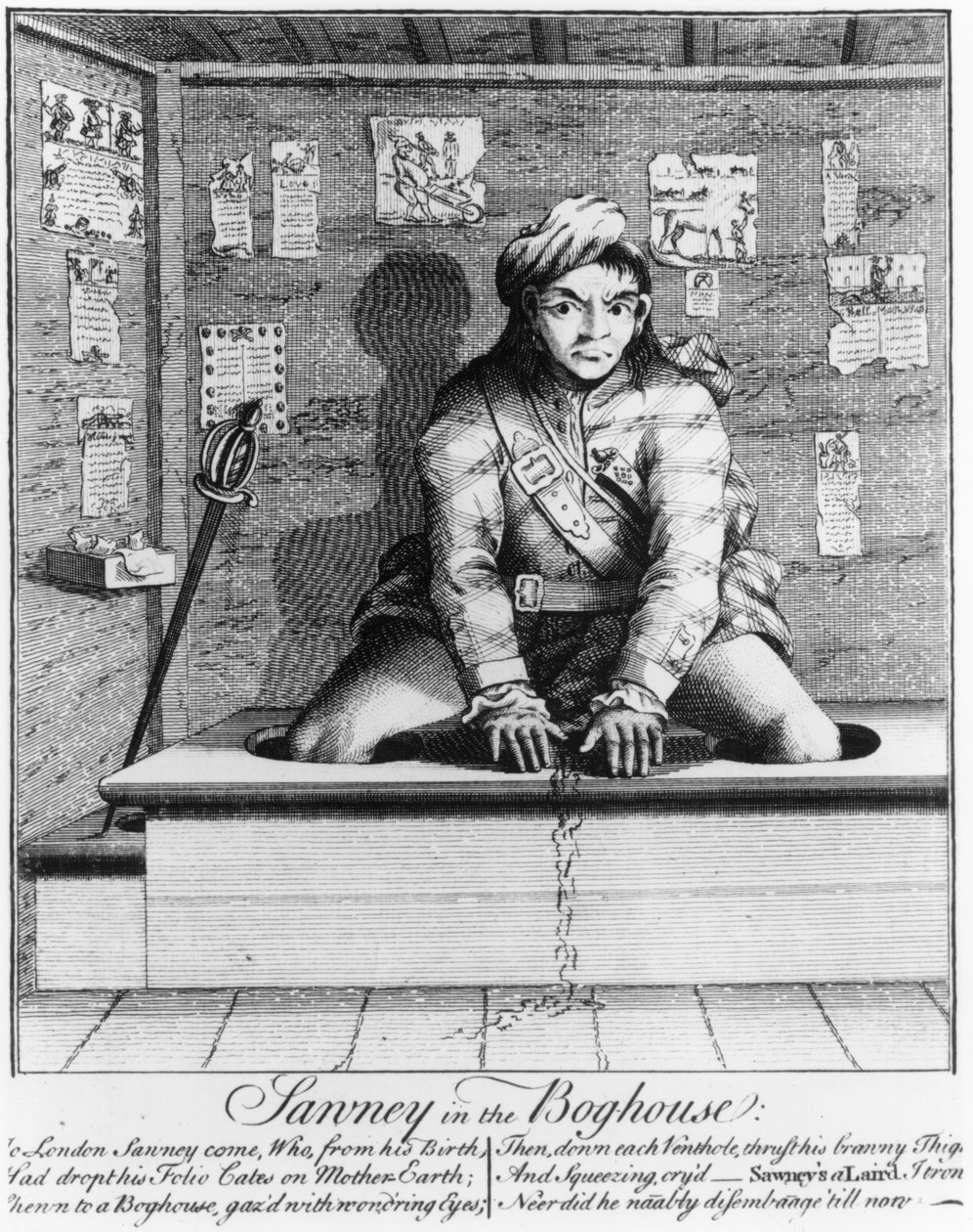 Sawney im Klohaus, 1745 von English School