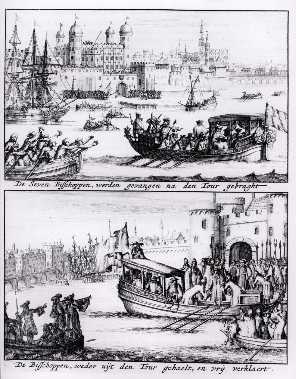 Sieben Bischöfe gehen in den Tower, 1688 von English School