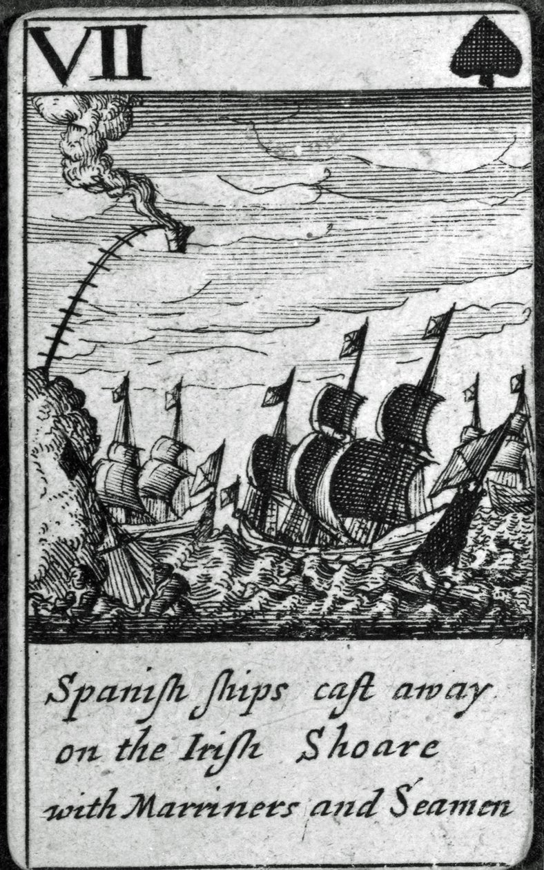 Spanische Schiffe gestrandet. VII der Pik aus einem Kartenspiel von English School