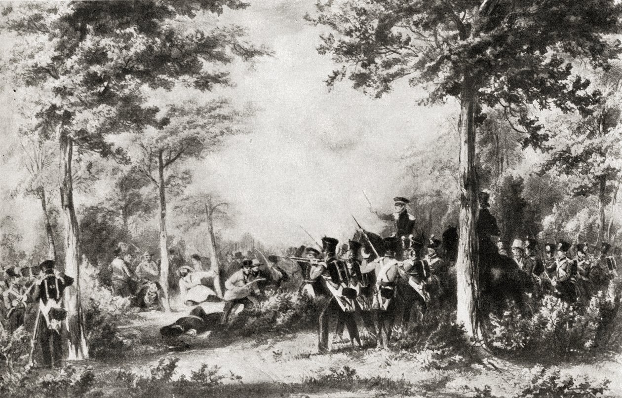 Die Schlacht von Bossenden Wood im Jahr 1838 von English School