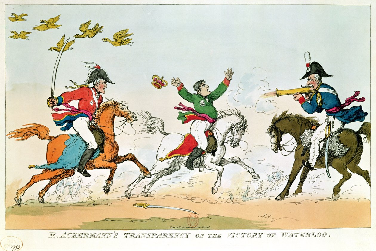 Die Schlacht von Waterloo, 18. Juni 1815, veröffentlicht von Ackermann, 1815-20 von English School