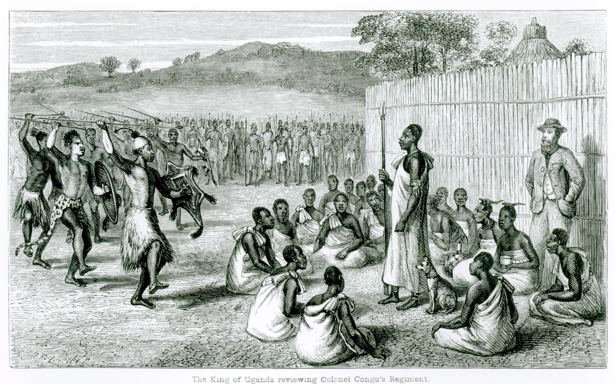 Der König von Uganda inspiziert das Regiment von Oberst Kongo von English School