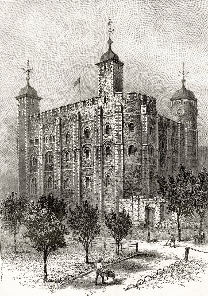 Der Weiße Turm, zentraler Turm im Tower of London, aus 