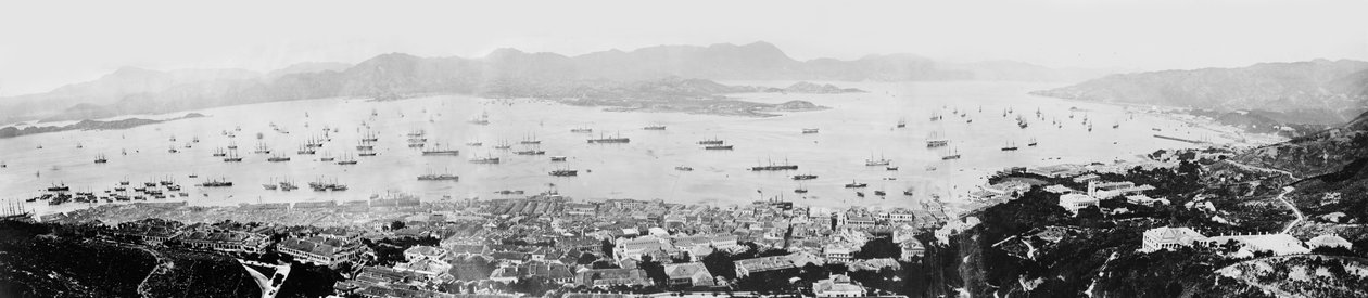 Panorama des Hafens von Hongkong, ca. 1878 von English Photographer