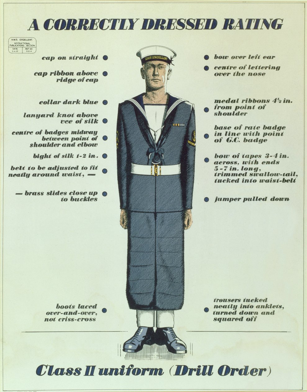 Ein korrekt gekleideter Matrose, Klasse II Uniform (Drill Order), 1957