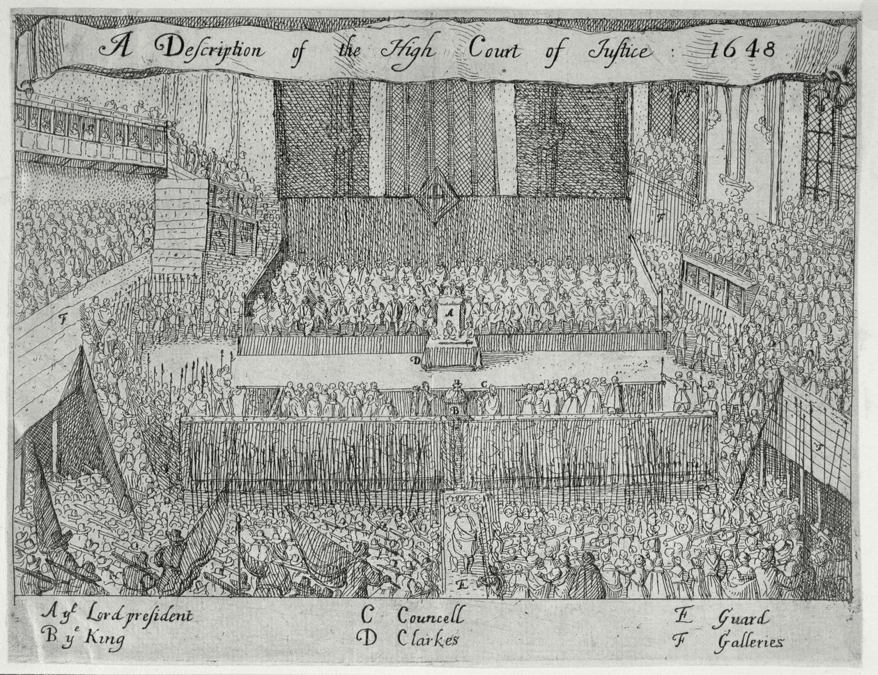 Eine Beschreibung des Hohen Gerichtshofs (Der Prozess gegen Karl I.), 17. Jahrhundert von English School