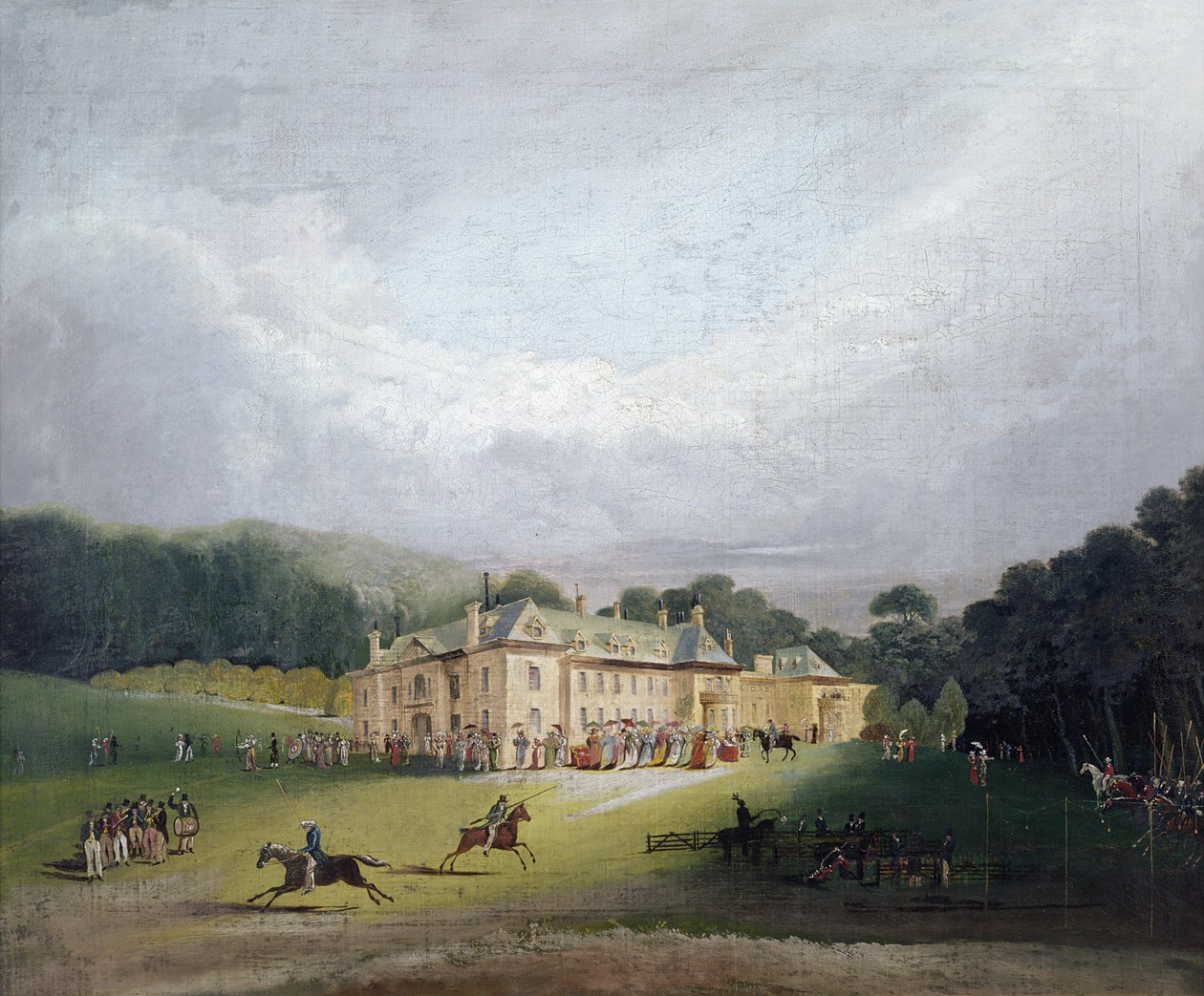 Ein Fest in Firle, wo das alte Spiel Quintain 1827 wiederbelebt wurde von English School
