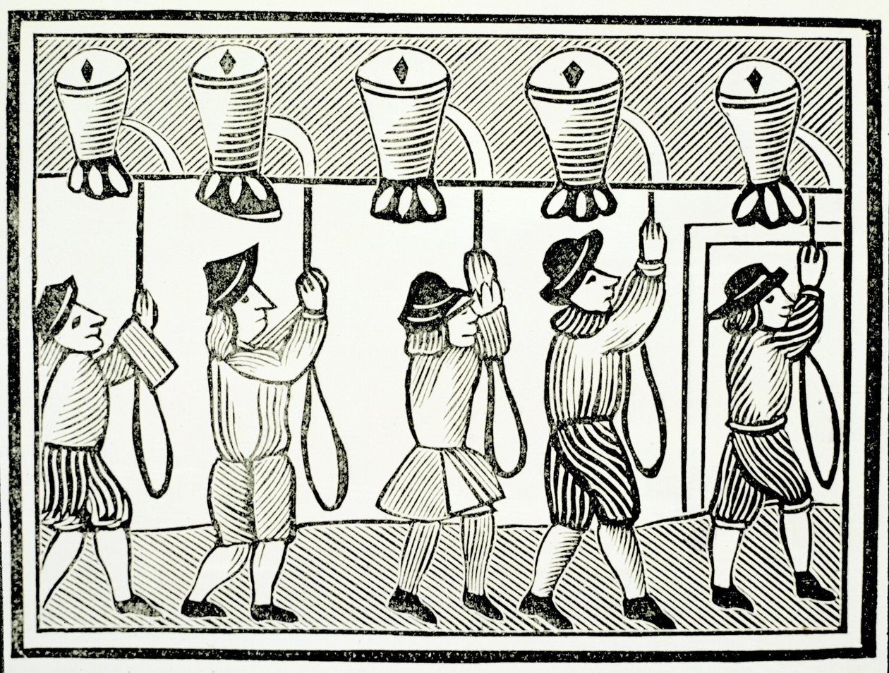 Ein Geläut von Kirchenglocken, aus einer Sammlung von Broschüren über Esoterik, ca. 16. Jahrhundert von English School