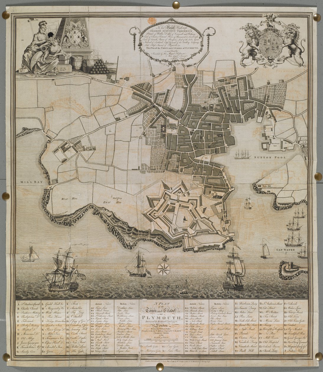 Ein Plan der Stadt und Zitadelle von Plymouth von English School