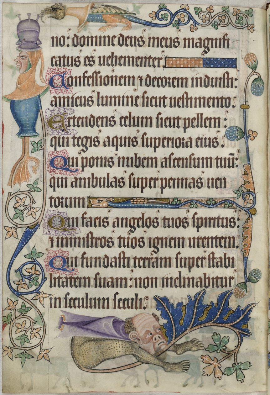 Psalm 103, mit Grotesken, aus dem 'Luttrell Psalter', ca. 1325-35