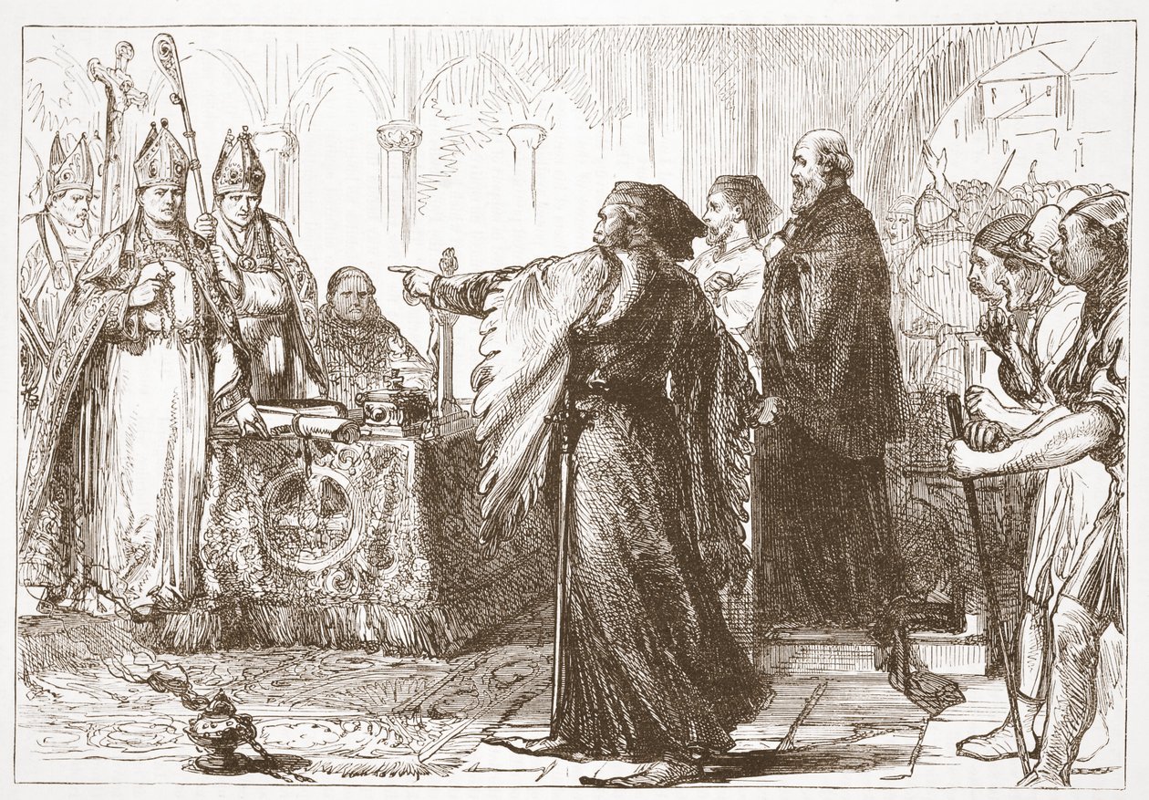 Auseinandersetzung zwischen John of Gaunt und dem Bischof von London, Illustration aus Die Geschichte des Protestantismus von James Aitken Wylie, veröffentlicht 1878 von English School