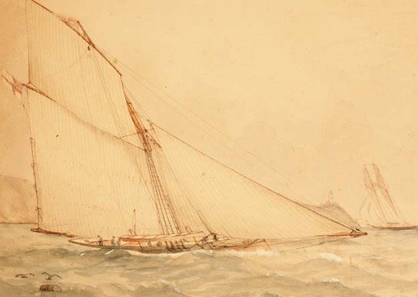 Ein Acht-Meter-Gaffelrigg-Toppsegel-Kutter, The Royal Yacht Squadron, ca. 1860 von English School