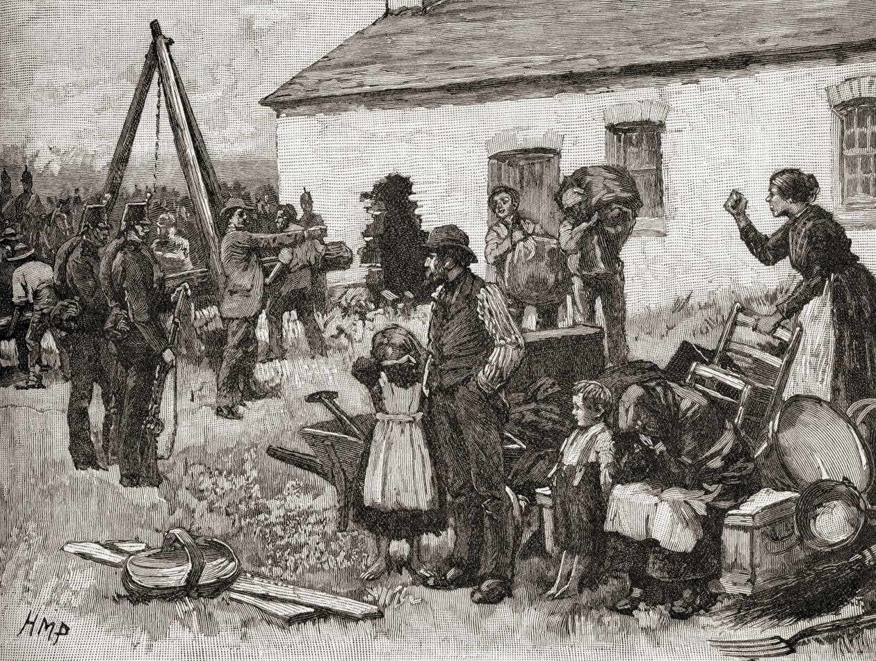 Eine irische Familie wird wegen Nichtzahlung der Miete aus ihrem Haus vertrieben, Irland von English School