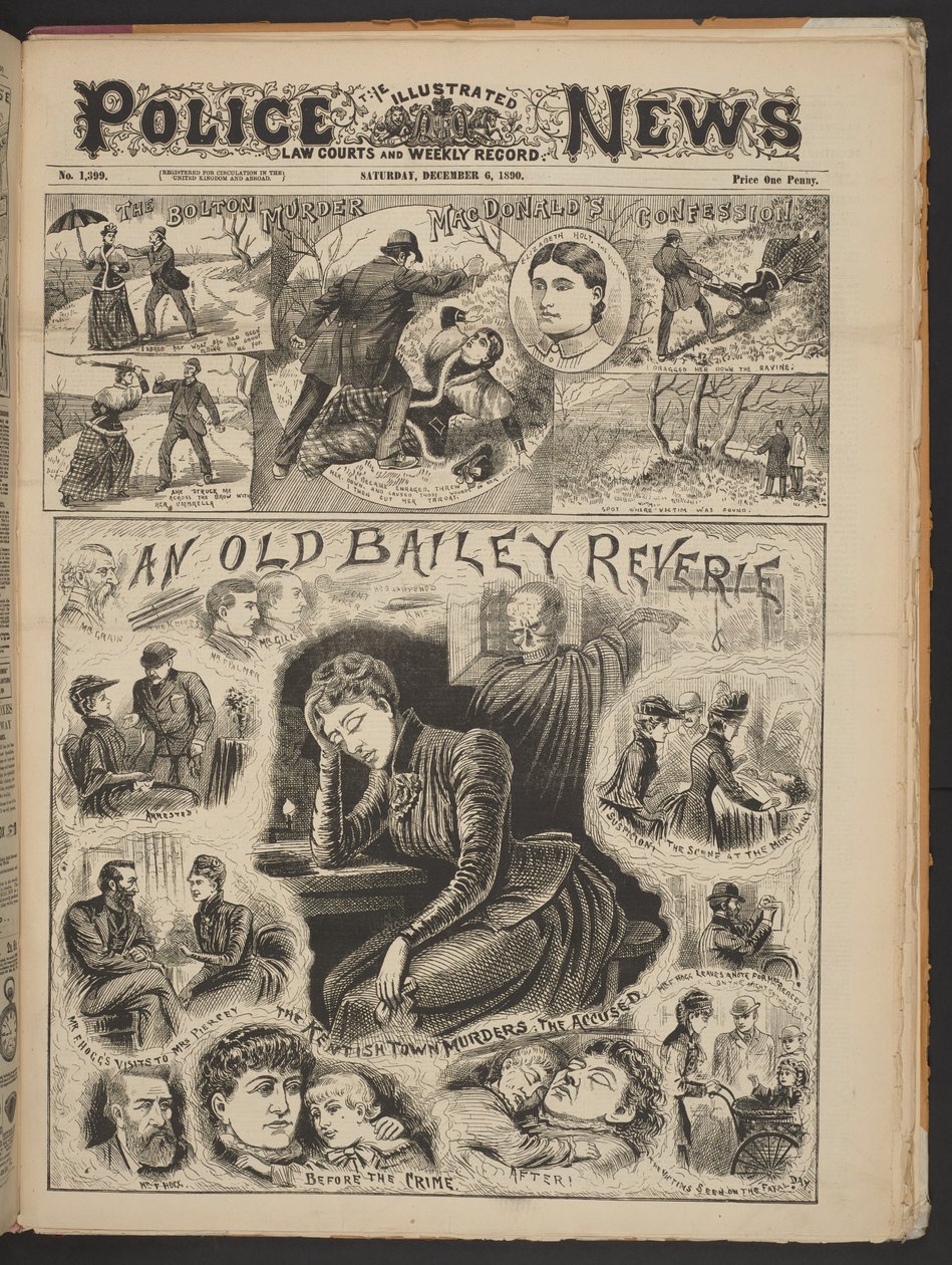 Ein Old Bailey Reverie, aus The Illustrated Police News, Samstag, 6. Dezember 1890 von English School