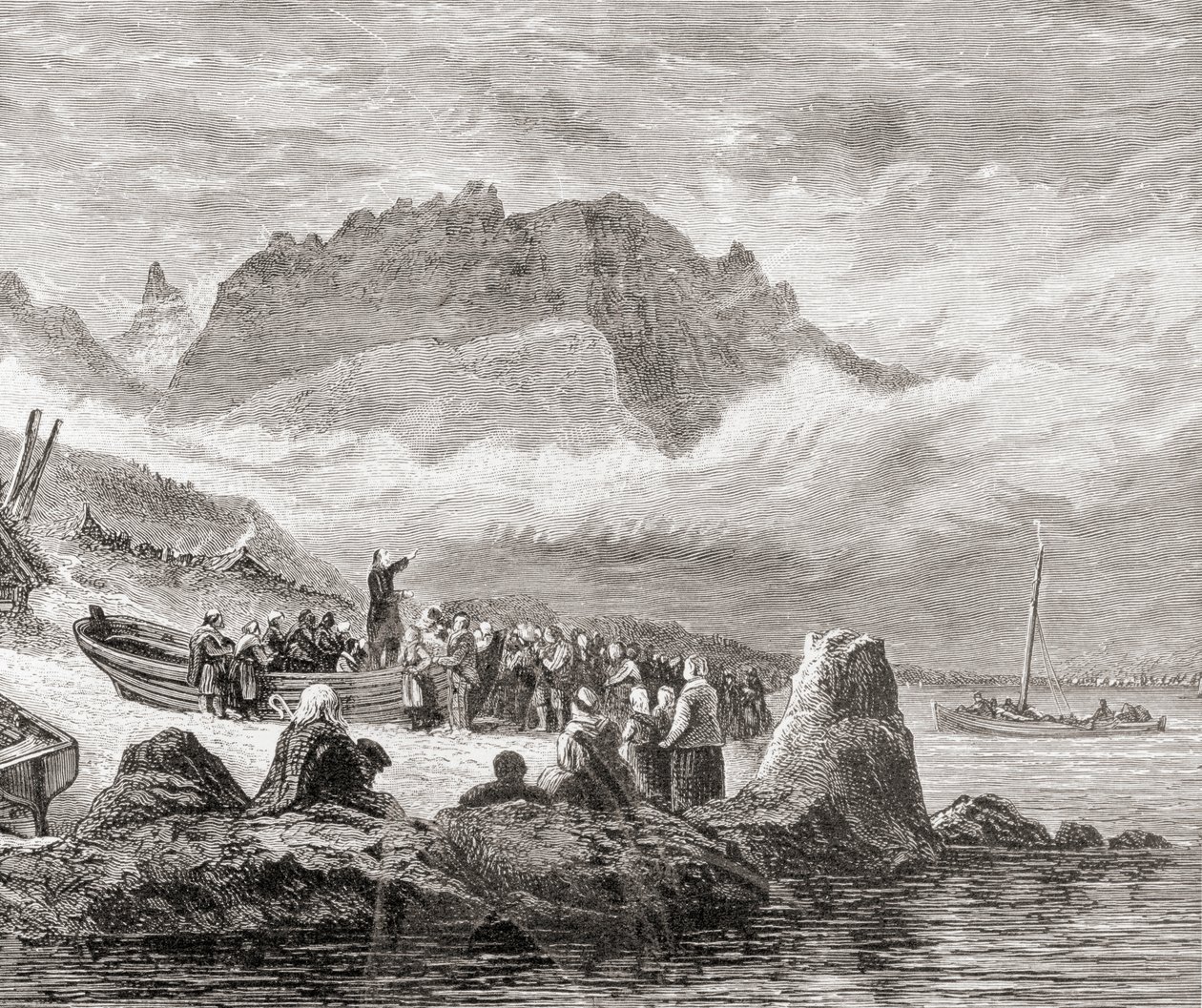 Ein Freiluftgottesdienst auf der Isle of Skye, Innere Hebriden, aus 