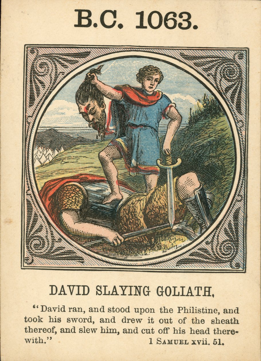 Anno Mundi: 1063 v. Chr., David erschlägt Goliath von English School