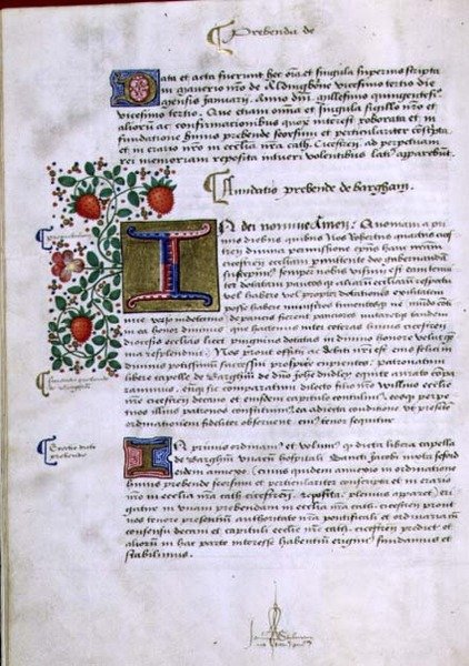 Archiv 9432 f.19v Seite mit Text und illuminiertem Initial 